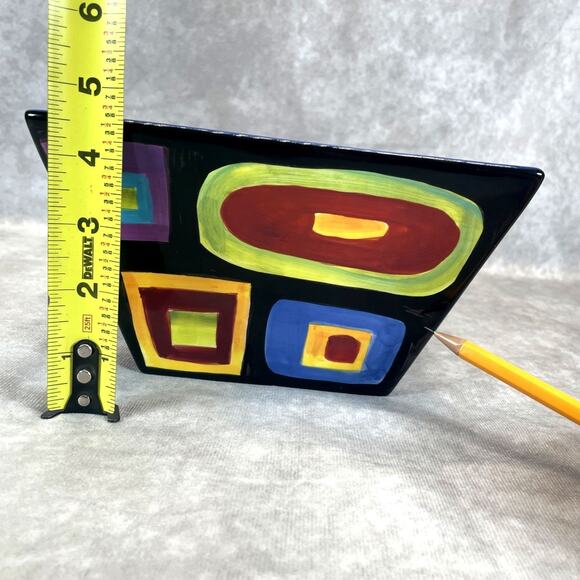 Modern Mary Naylor Designs Large Square Bowl Abstract Geometric 8 x 4.75 in Rare - Picture 7 of 8